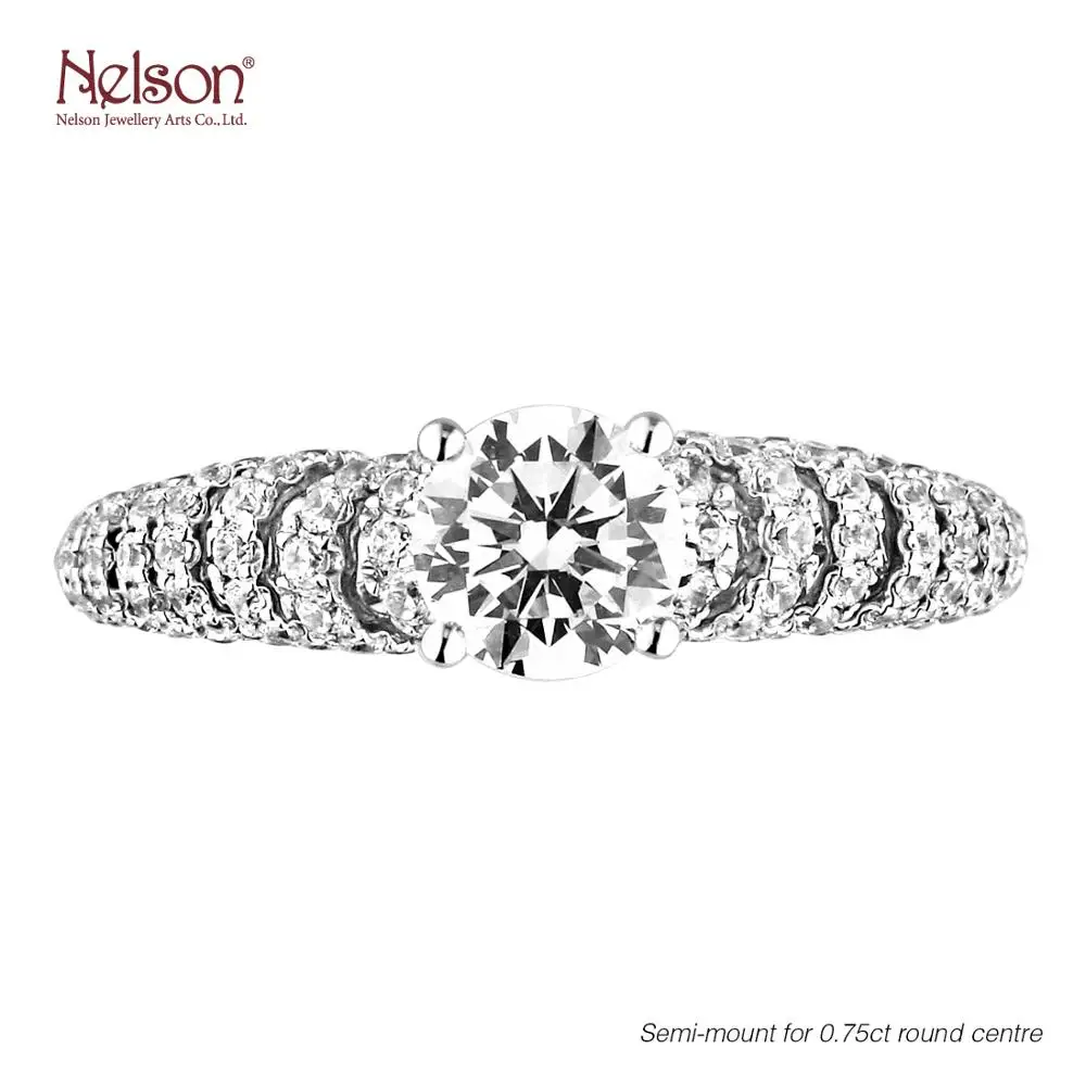 Zero risk OEM ODM Award Winning Factory Popular Design Bling 18K 750 White Gold Diamond Engagement Semi-Mount Ring For Women