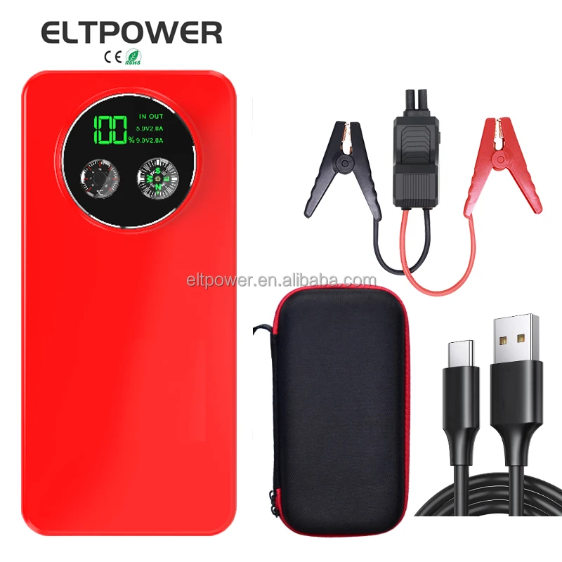 2000A Peak Current Portable Auto Jump Starter QC3.0 Power Bank Car Battery Emergency Jump Booster Backup Battery