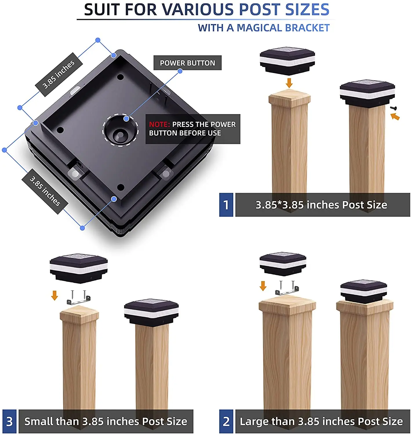 500lumens View larger image Add to Compare Share Lamp Column Solar Powered Led Cold White Waterproof Ip65 Vinyl Post white