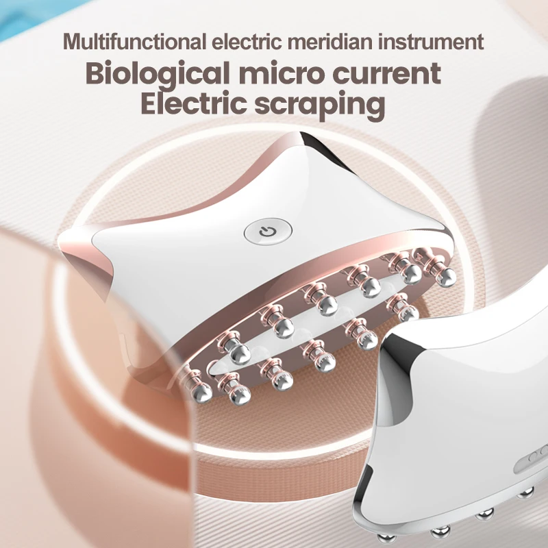 Electric Stainless Steel Meridian Instrument 3 Colors USB LED Photon Therapy Guasha Facial Lift Face Massager Tool Body Scraping