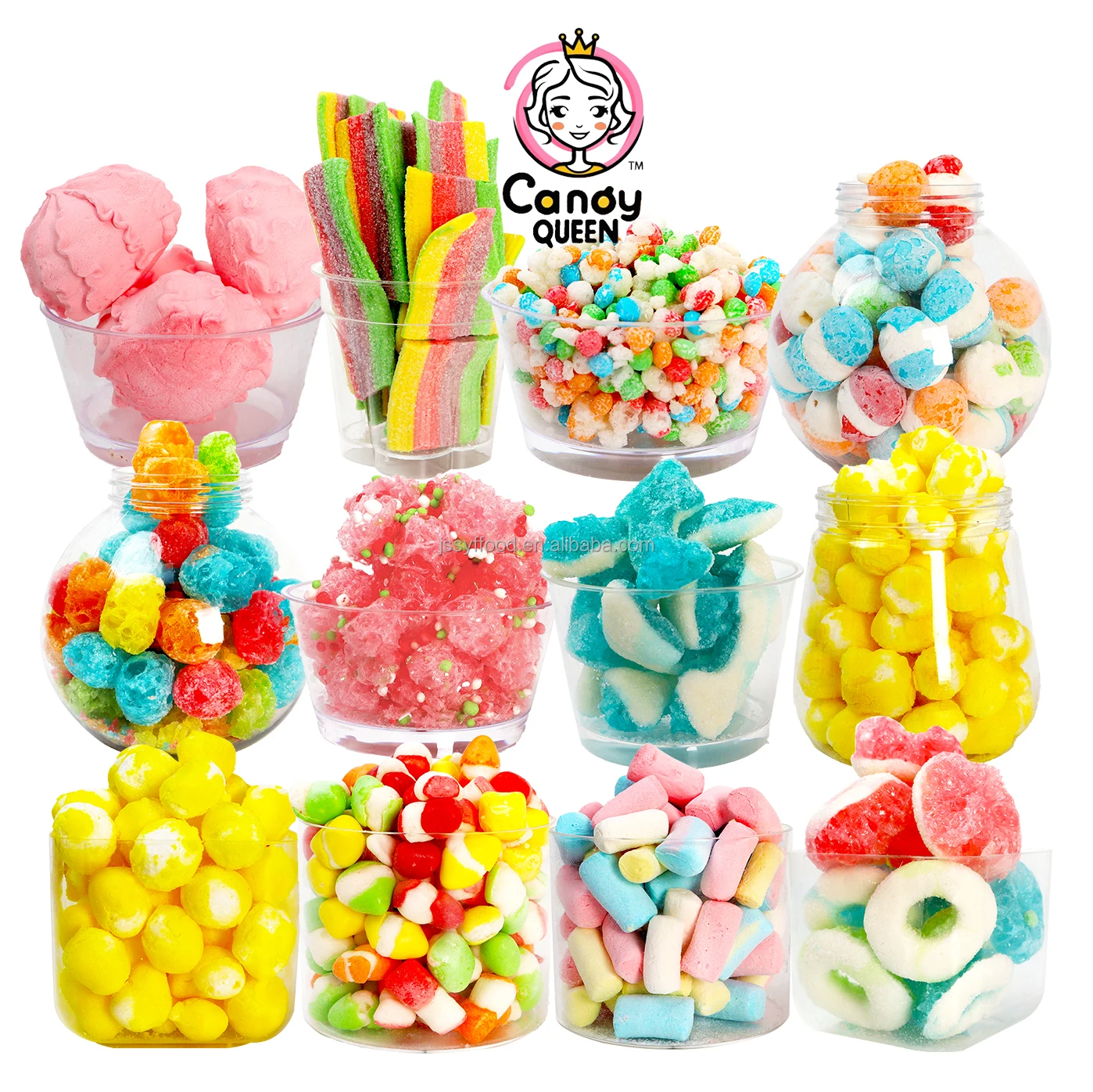 China Freezing Dry Factory Wholesale Halal Bulk High Quality Colourful Freeze Dried Marshmallow Cotton Candy