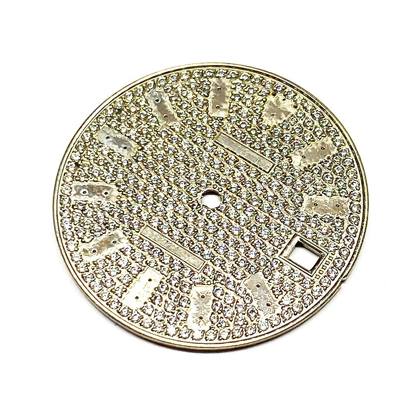 Factory Silver Diamond Watch Dials Iced Out Bronze Dial Custom With CNC Holes setting VVS Moissanite Diamond For Luxury Watch