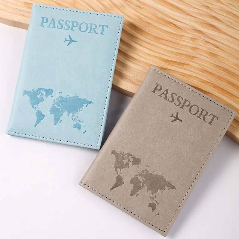 New World Map Passport Holder Waterproof Pu Leather Passport Case Ultra Slim Travel Passport Cover