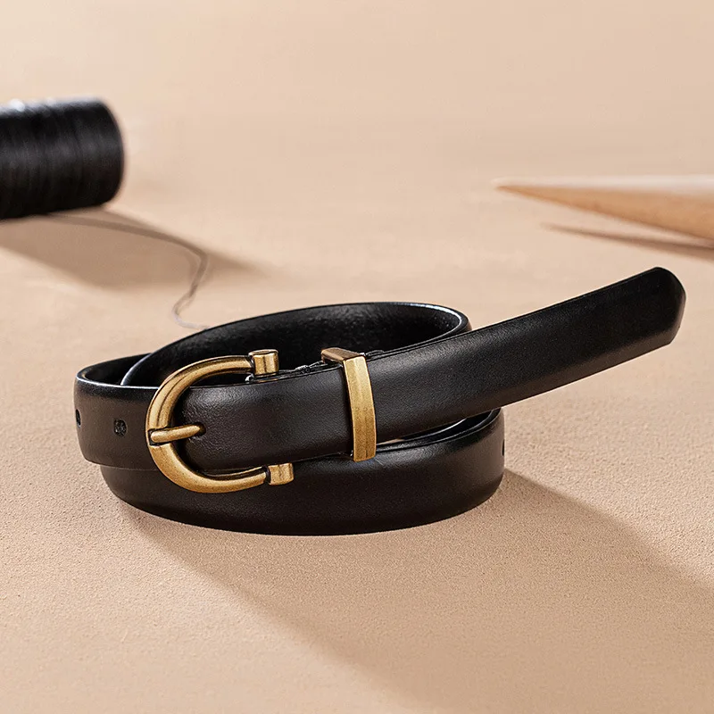 Wholesale Cowhide Leather Belt for Women Simple Copper Needle Buckle All-Match Decoration Custom Length New First Layer