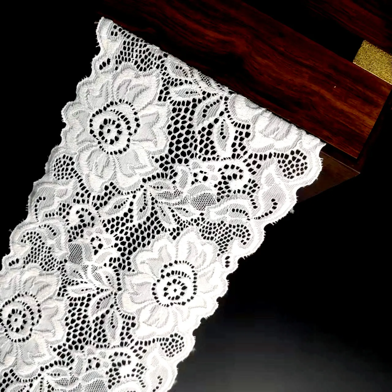 07014 New Pattern Factory Price Flower Spandex Nylon White 14cm Stretch Lace Trim Fabric for Clothing