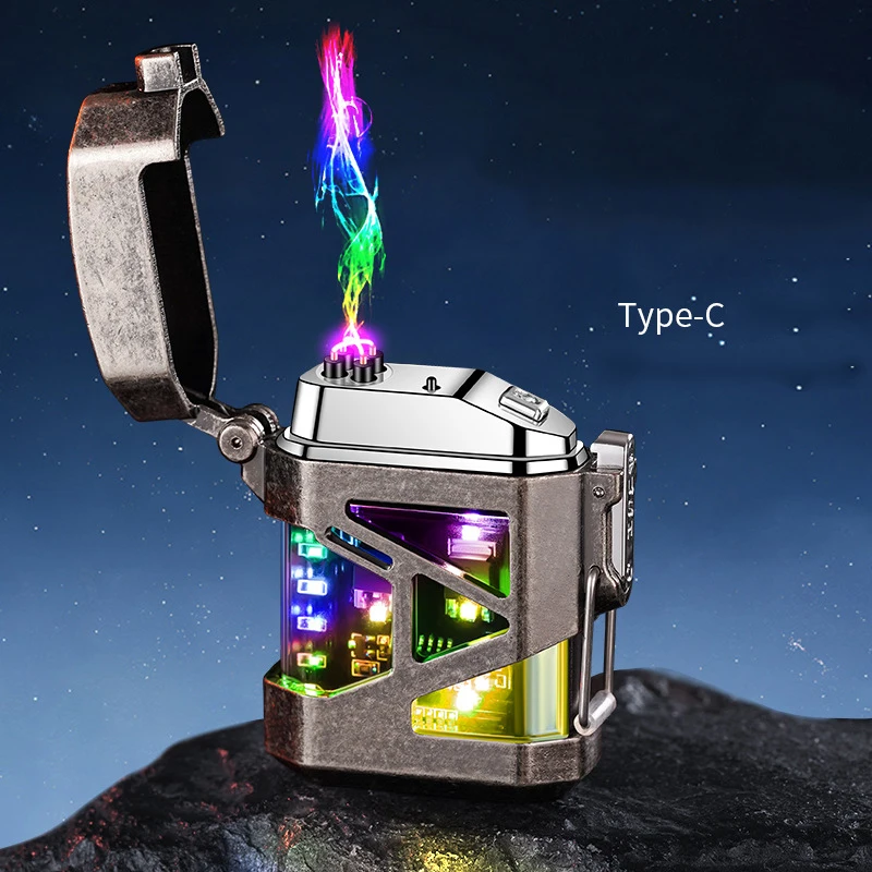 Flameless Windproof Electric Lighter Rechargeable USB Type C Charging Dual Arc X Beam Cigarette Lighters With Custom Logo