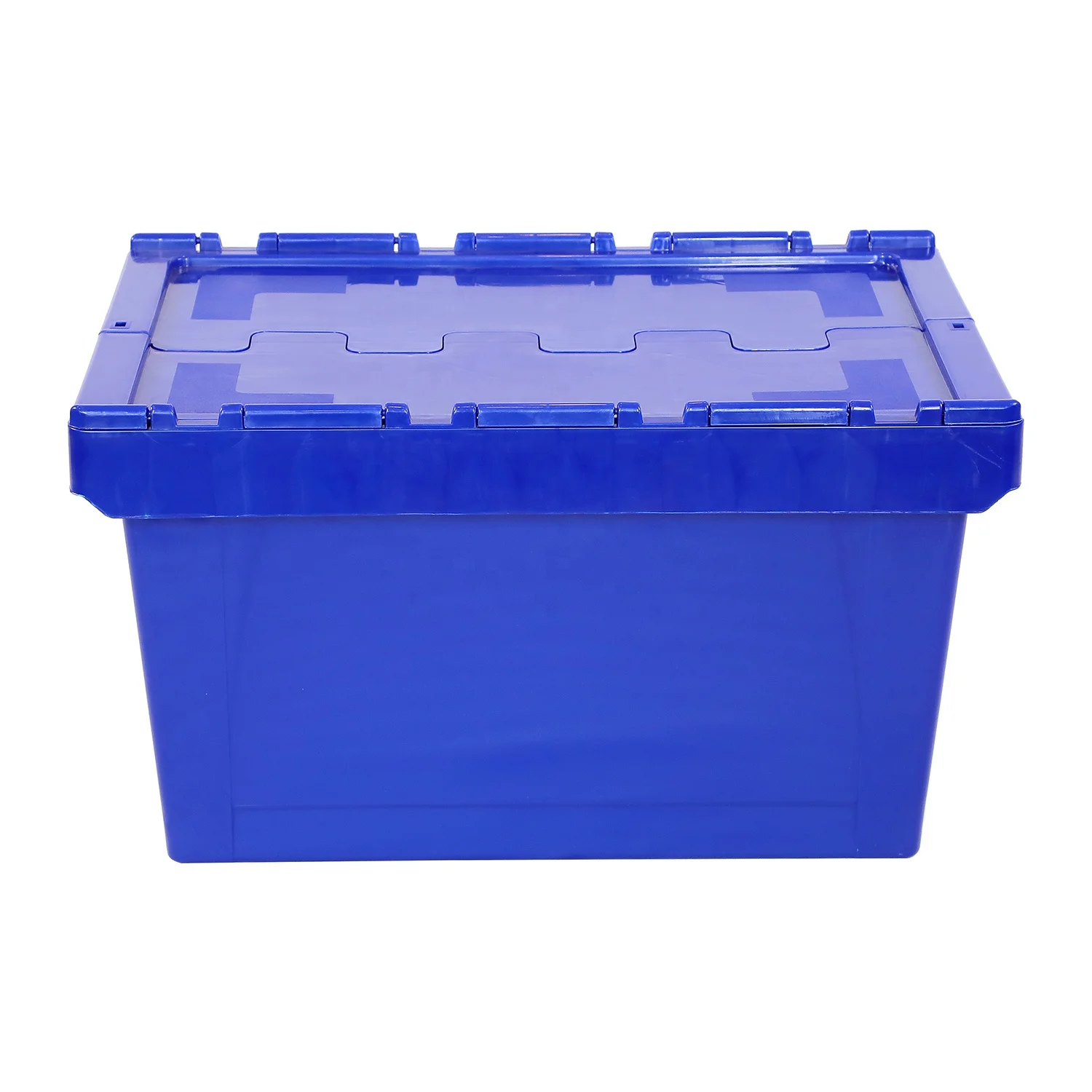 plastic virgin material 600*400*330 attached lid moving crate for storage and transportation
