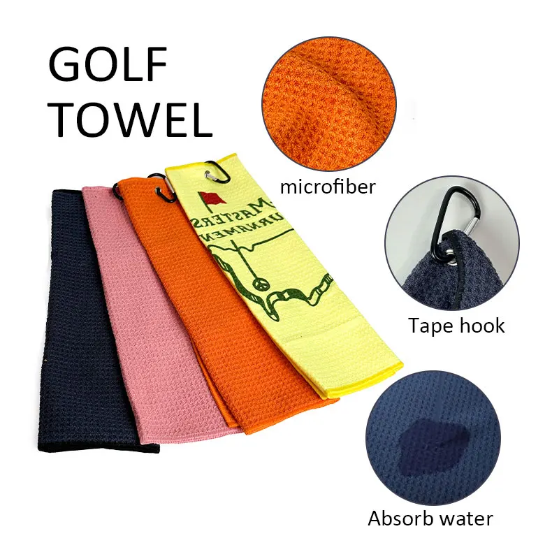Microfiber Waffle Sublimation Golf Towel With hook premium golf towels microfiber waffle Clean Golf Club Towel