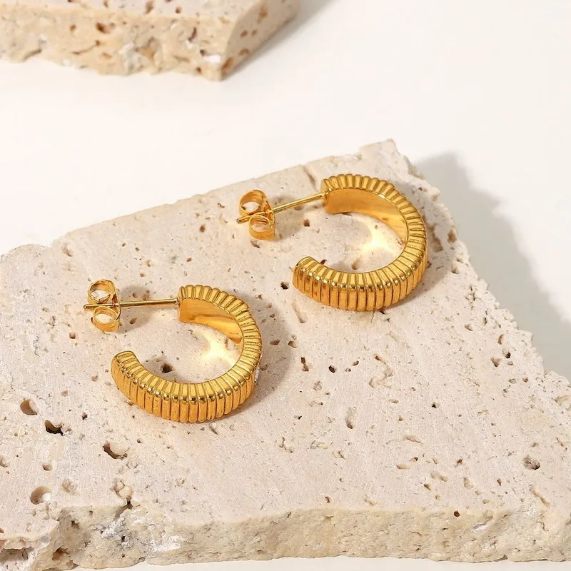 simple design stainless steel with gold plated 14k single sphere earring stud for earings jewelry women