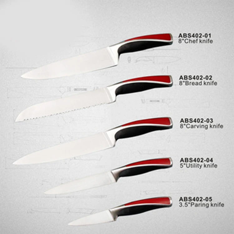 Eco-effective german din 14116 stainless steel Blade and ABS handle kitchen knives set