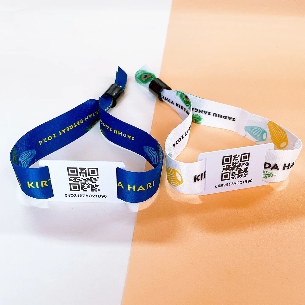 Изготовленный на заказ RFID тканый браслет с чипом пластиковые бирки 13 56 MHz NFC Браслет для фестиваля