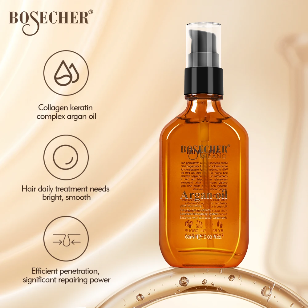 Bosecher OEM Private Label Karseell Organic Strenthening Repair smooth hair treatment Extract Hair Growth Oil Argan oil