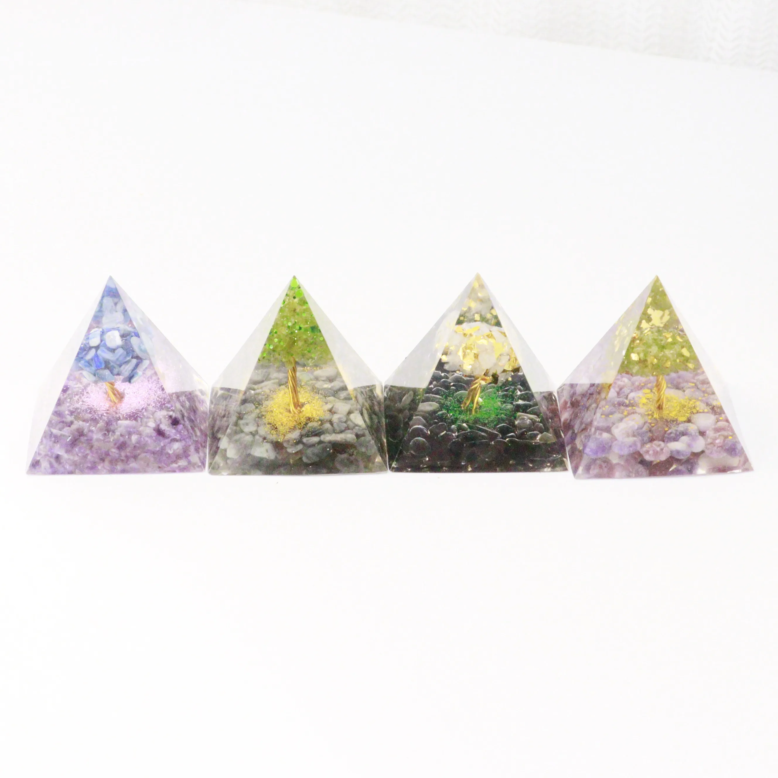 Wholesale  crystal  energy  orgonite  pyramid  natural crystal jewelry resin crafts for fengshui