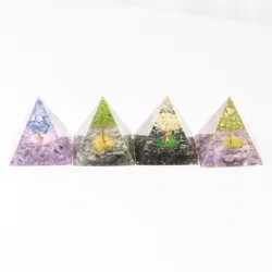 Wholesale  crystal  energy  orgonite  pyramid  natural crystal jewelry resin crafts for fengshui