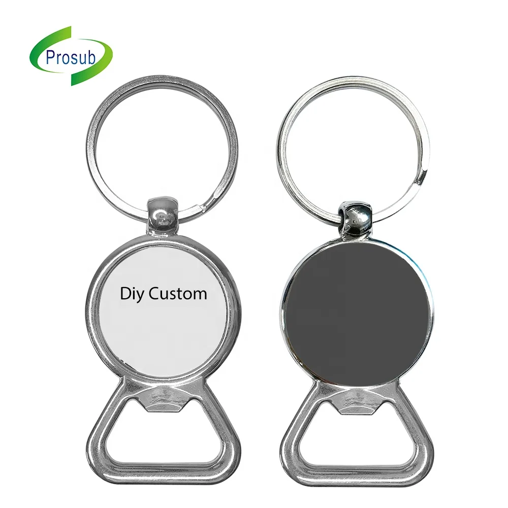 Prosub Wholesale Sublimation Blank Beer Opener Key Chain Zinc Alloy Photo Custom Printing Metal Bottle Opener Keychain