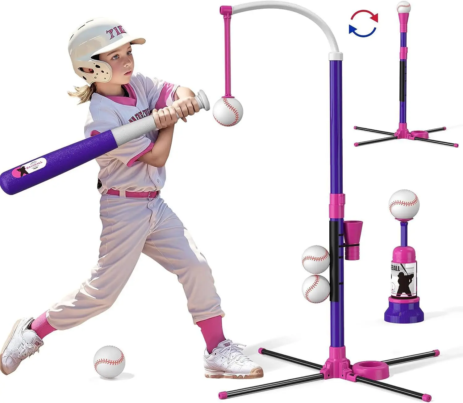3 in 1 Baseball batting training game automatic launcher hanging tee standing tee set outdoor baseball  sport toy for kid