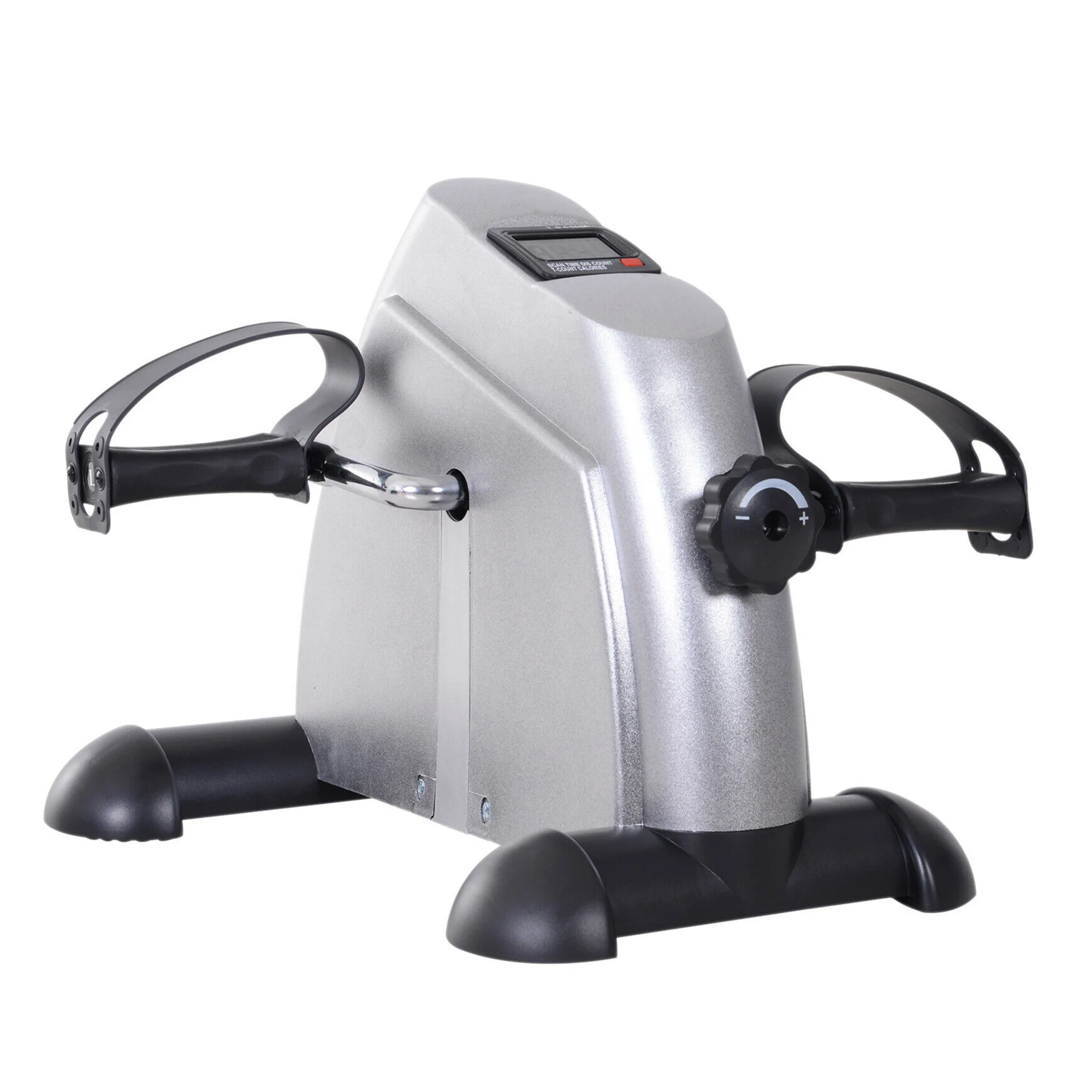 Home Use Silver Fitness Equipment Mini Exercise Bike with LCD Display Ribbon Control Sports Machine