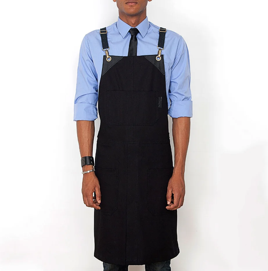 Canvas thickened printing logo printing cafe waiter overalls waist oil-proof and stain-resistant stitching apron
