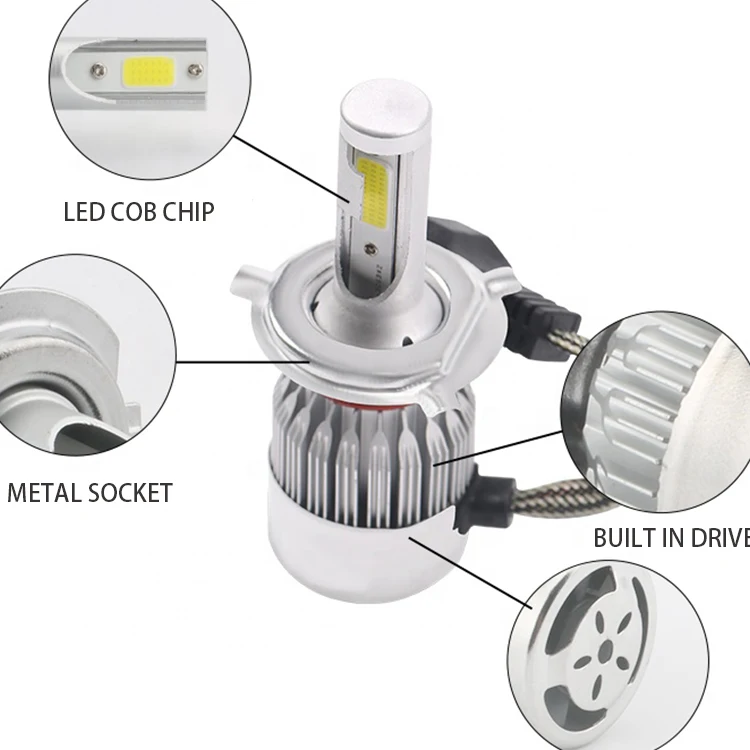 
Factory Super Bright 12000lm 3800LM COB 36W 72W C r e e Bombillo Kit Mini Lights H3 H7 9005 9006 H1 H4 led Headlight C6 
