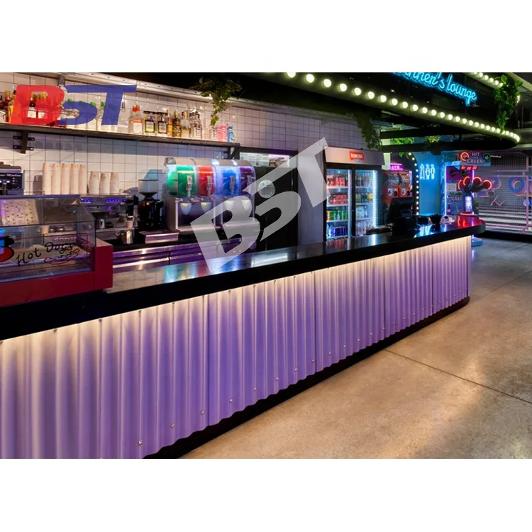 Western Style Bowling Store Black marble Stone Top Check Bar Information Counter Design