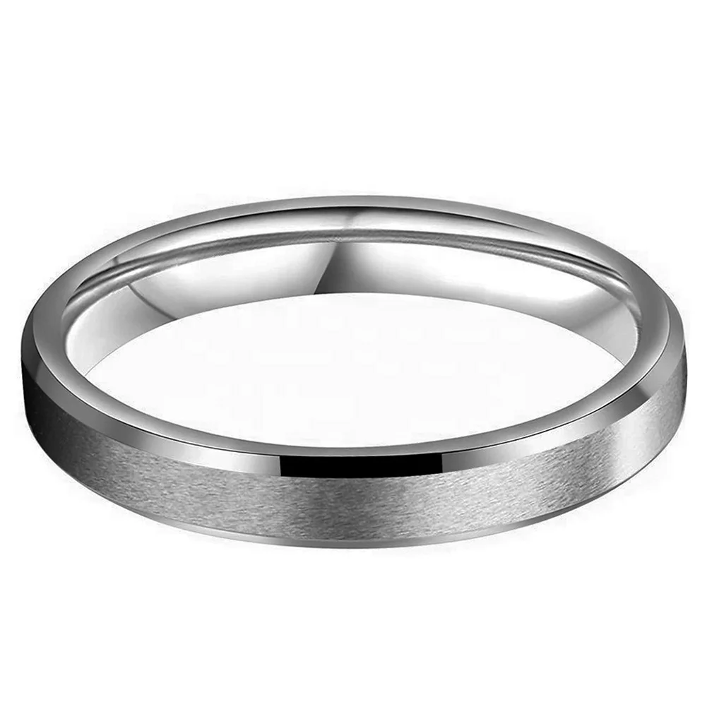 Coolstyle Jewelry 4mm Wholesale Beveled Matte Finish Fashion Engagement Wedding Band Tungsten Carbide Ring for Women Men
