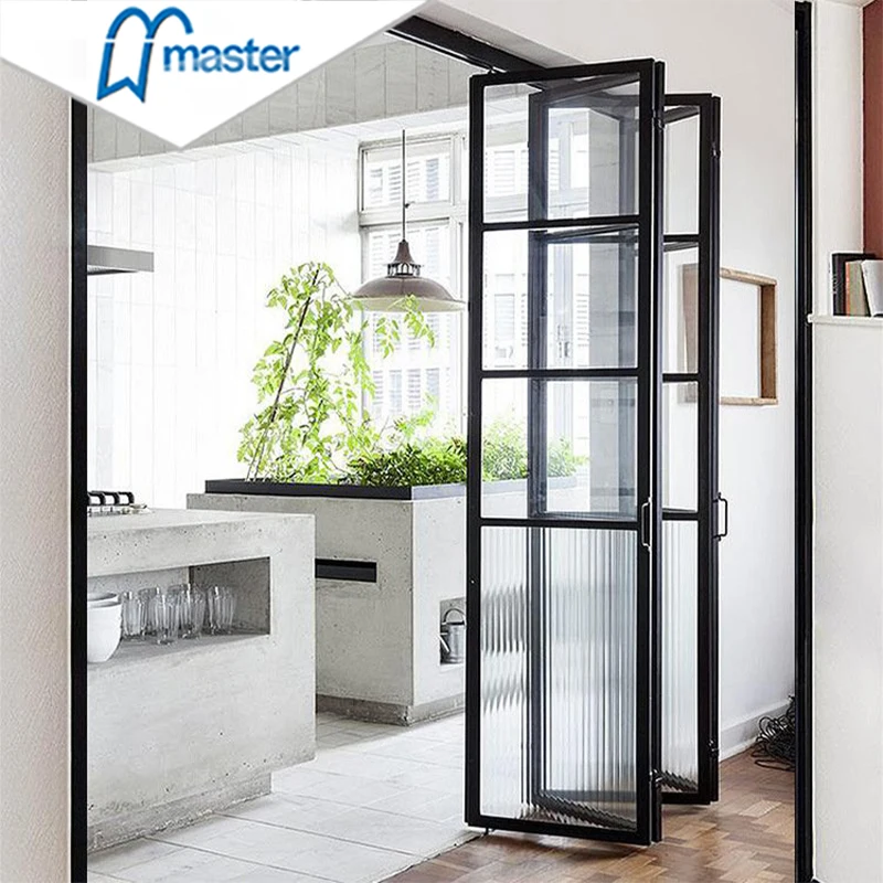 2023 Manufacturer New Design Aluminum Flashing Accordion Double Tempered Glass Folding Doors For Exterior