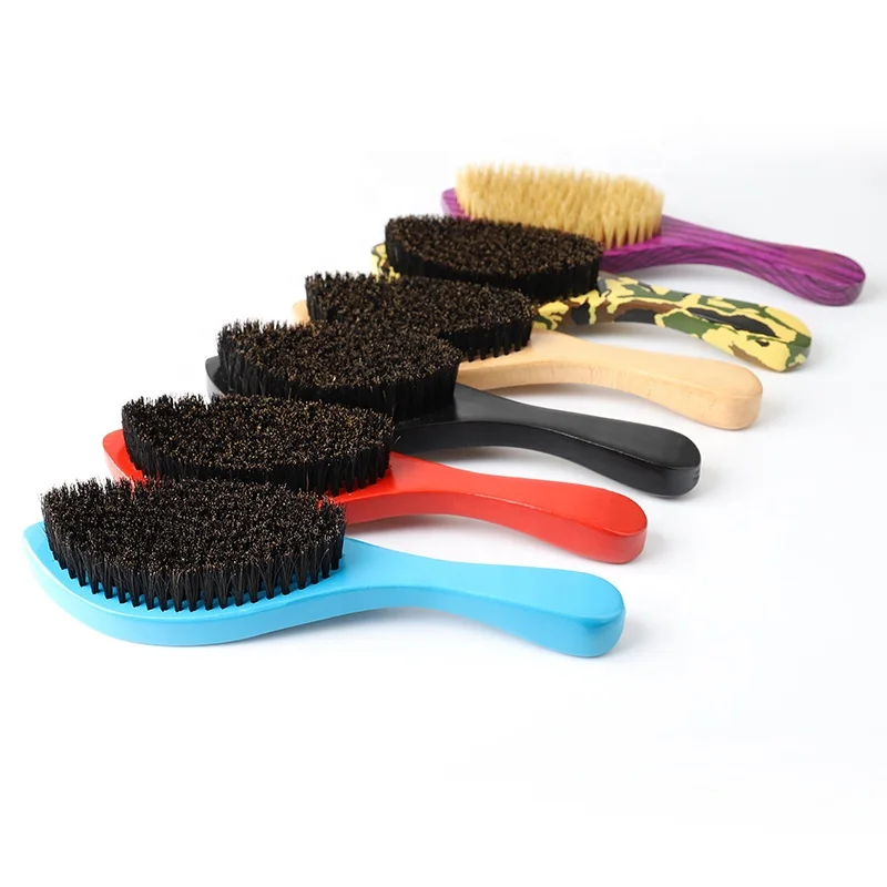  360 Wave Brushes For Men 100% Boar Bristle Hair Brush Wooden Curved Beard