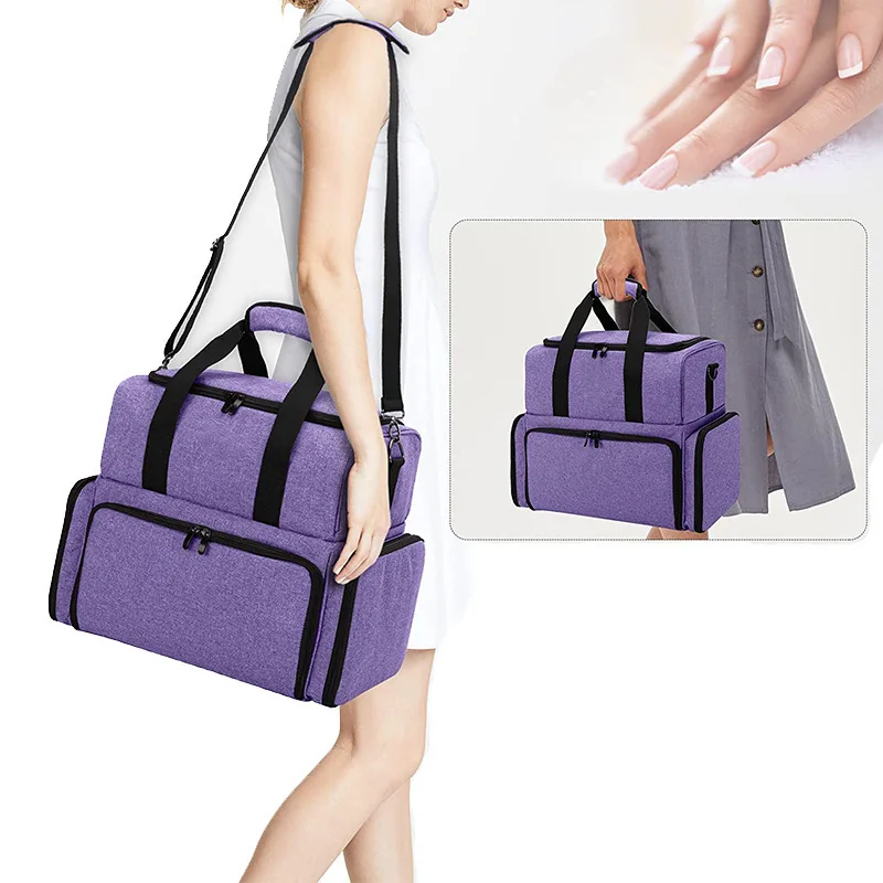 2024 NEW YCH Makeup Salon Nails Bag Large Capacity Carrying Cosmetic Bag 48 Bottles Organizer Essential Nail Polish Bags