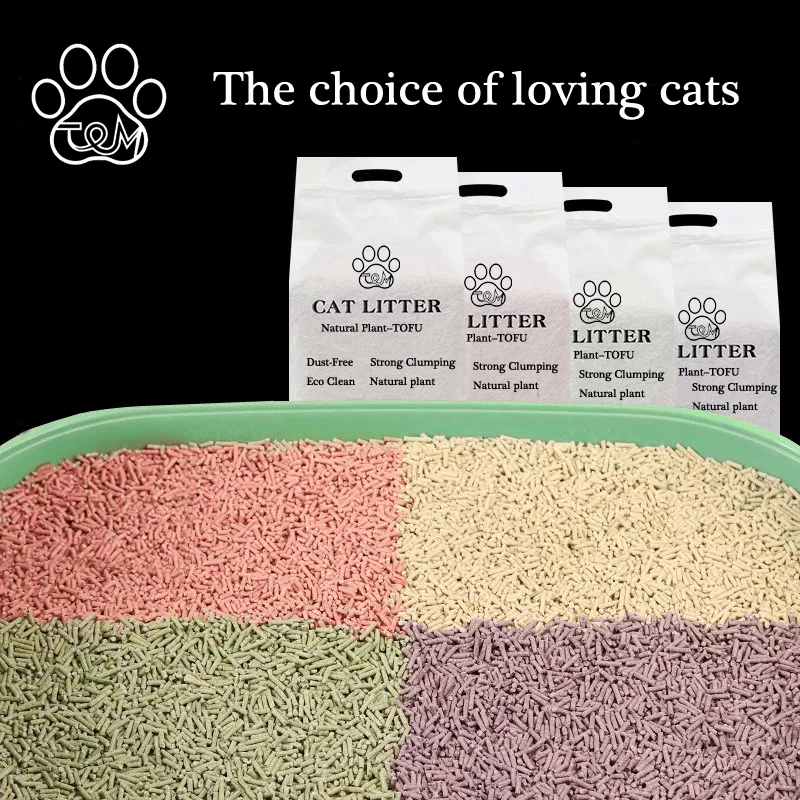 Tofu Cat Litter Factory Sale 18L Clumping Clean Kitty Sand Green Tea Strip cat litter tofu