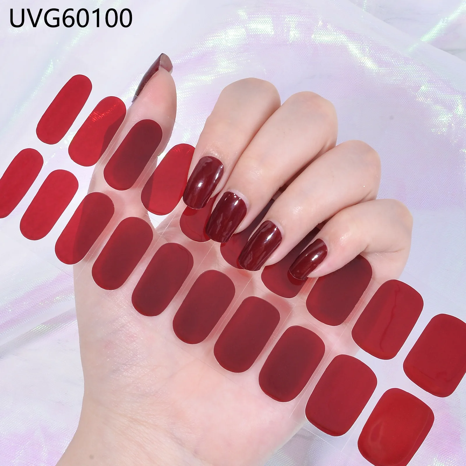 Wholesale Hot UV Gel Nail Stickers New Arrival Styles Nail Gel Wraps With UV Lamp Sell Semi Cured Wraps