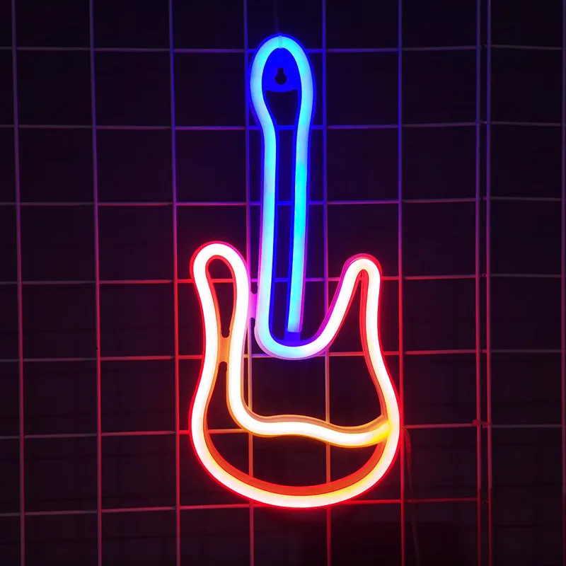 LED guitar neon net red hanging wall decoration ambiance Christmas holiday room decoration