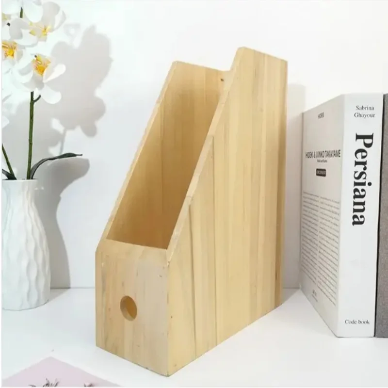 Creative Wood Fashion Document File Organizer Box Book Storage and Decorative Folder Cabinet