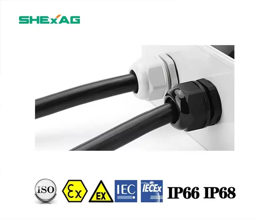 SH-NXL Пластик/Нейлон Exe Кабель Сальник IP68 Черный  IP66/IP67/IP68 Водонепроницаемый M12 Cnex CCC