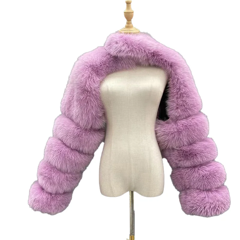 Custom Real Fox Fur Women Half Naked Fur Coat