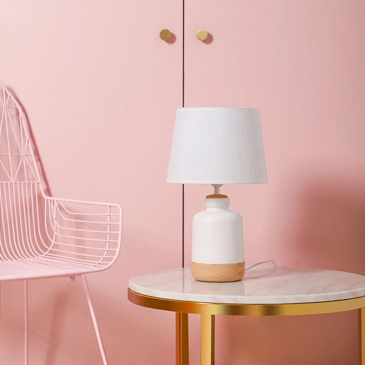 Simple modern custom ceramic bedside lights white small table lamps for office restaurant