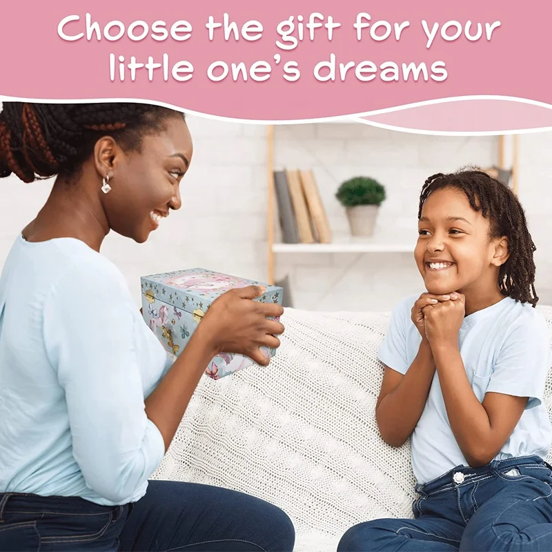 Christmas Unicorn Song Jewelry Box Granddaughter Gift Girls Jewelry Organizer Wooden Musical Gift Box