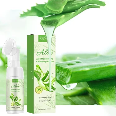 Natural Face Wash Oil-control Deep Cleansing Mousse Aloe Rose Bubble Foaming Facial Cleanser With Brush