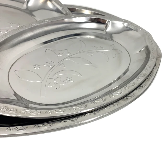 
Food Grade Stainless Steel Metal Serving Tray oval tray BBQ buffet tray 