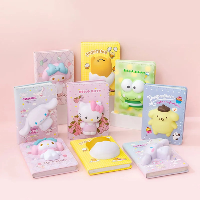 Sanrio Series 3D Decompression Mini Notebook Creative School Supplies for Kids Kawaii Handbook for Writing and School Gifts