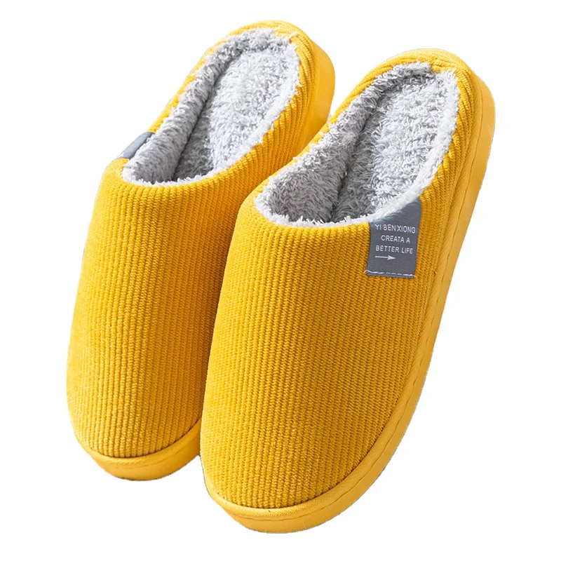 Winter Warm Home Indoor Simple Classic Solid Color Plush Cotton Velvet slippers for Women and Man