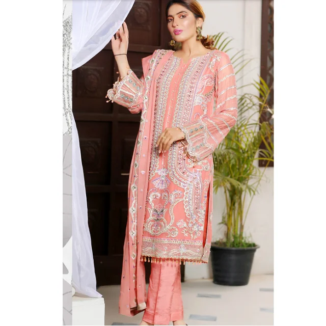 Luxury Pakistan Clothing Collection Embellished Embroidered 3 Piece Unstitched Dress