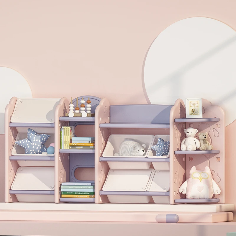 Children Toys Storage Rack Plastic Kids Toy Shelf Finishing Storage Cabinet Large Capacity Multilayer Shelving Baby 1-14 Years