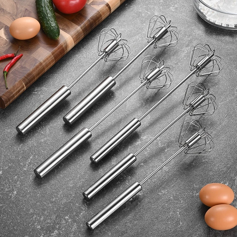 Hot Selling Kitchen Gadget Baking Tool Stainless Steel Hand Semi Automatic Kitchen Whisk Held Mixer Egg Beater Whisk Mixer