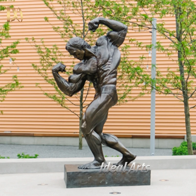Ideal Arts Handmade Life Size Sport Copper Bronze Bodybuilder Sculpture Figure Arnold Schwarzenegger Statue