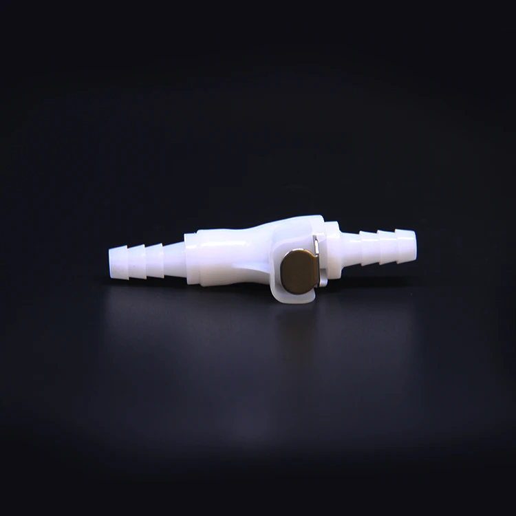 Economic version big flow Plastic Quick coupling with shut-off function hose barb connector male valved connection tube fitting
