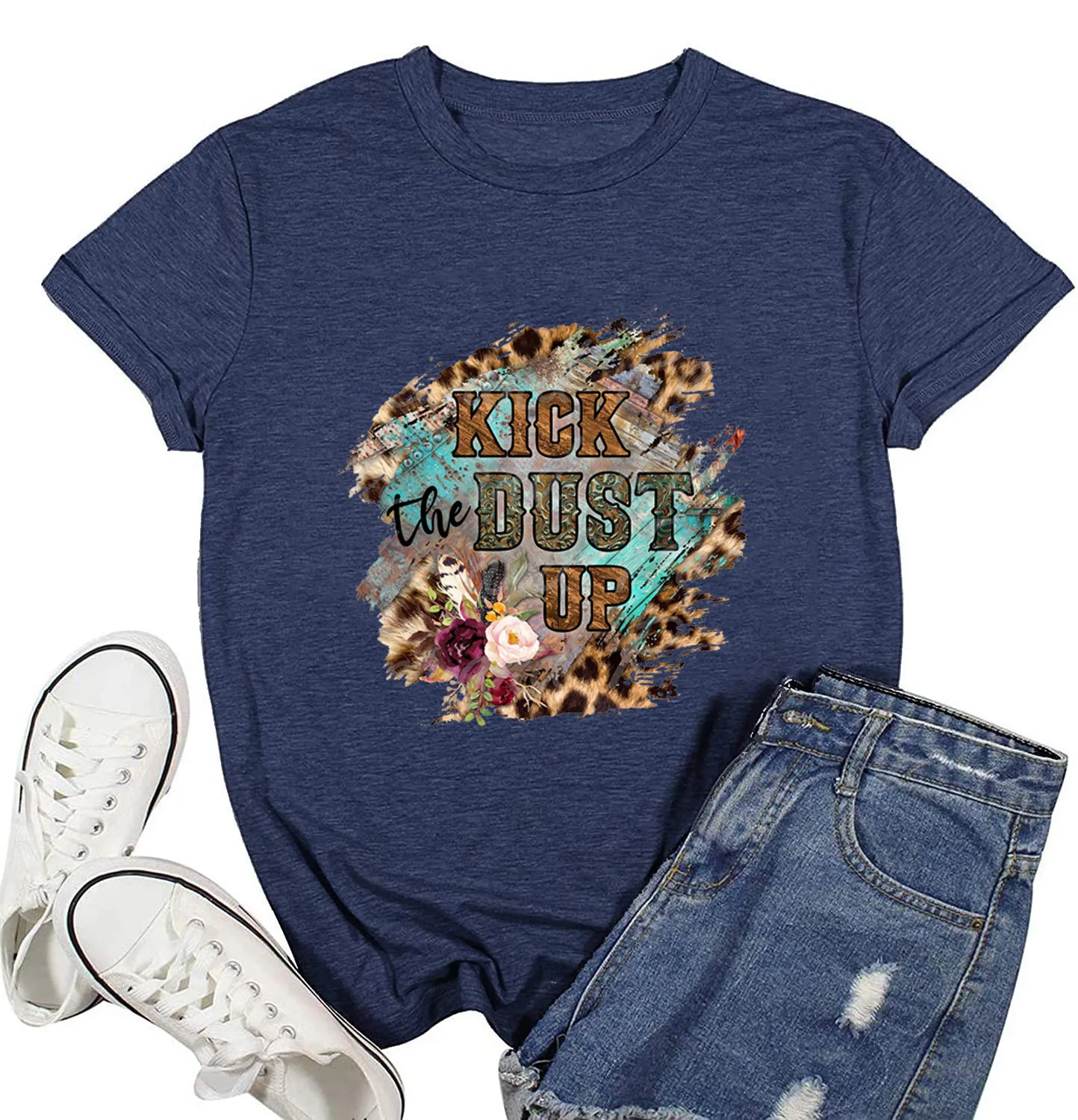 Оптовая продажа, индивидуальная футболка Ebay Amazon Cowboy, подарки для женщин, забавная графическая Футболка с принтом надписи удар пыли