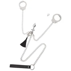 Tassel Metal Anal Plug Handcuffs Traction Bound Imprison Sex Toys With Backyard Men and Women