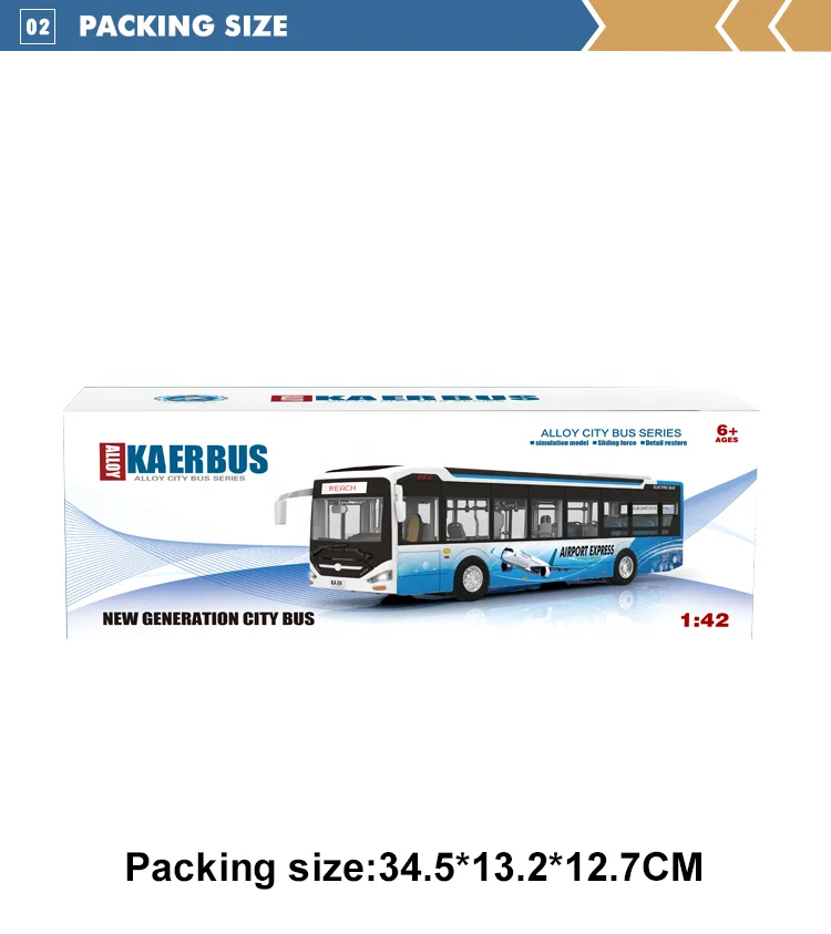 simulation lighting effect 1/42 sliding custom diecast bus models