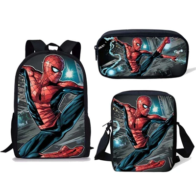 Spiderman Mochila Escolar Infantil Children Pencil Shoulder Book Bags Anime School Bag 3pcs Kids Backpack Boys Girls Gift