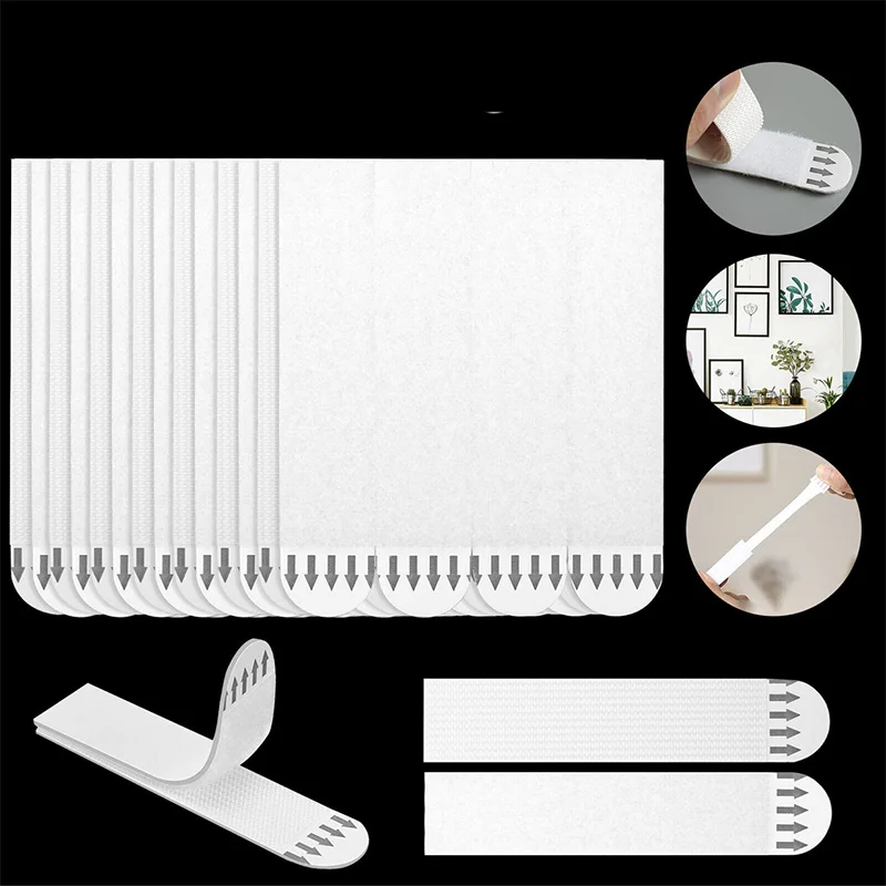 Non-Residue Adhesive Hook And Loop Fastener Hanging Strips Nail-Free Sticky Hangers Hanging Strips For Smooth Walls